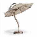 Zandkleurige verstelbare parasol met metalen voet en afmetingen 200 x 200 x 250cm