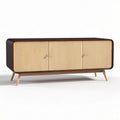 Bamboo en donkerbruin tv-meubel met drie deuren 150 x 45 x 60cm
