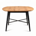 Ronde eettafel van hout en metalen poten 90 x 90 x 75cm zwart en naturel