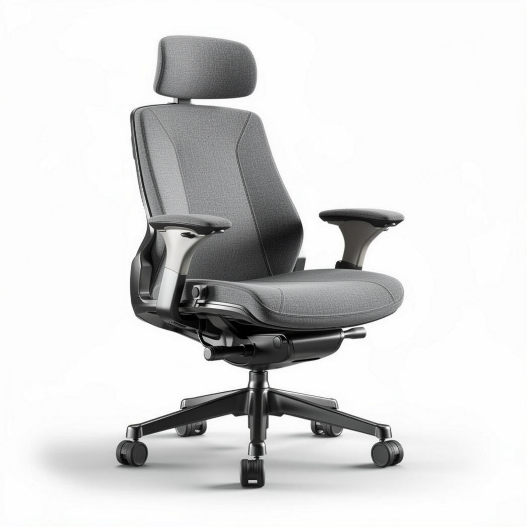 Ergonomische bureaustoel met grijze bekleding en verstelbare armleuningen 60 x 60 x 100cm