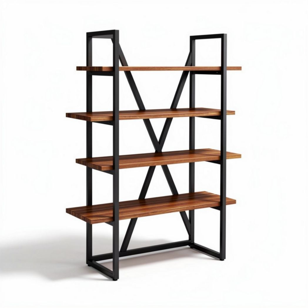 open kast van hout met metalen frame 90 x 40 x 180cm voor woonkamer