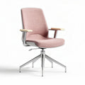 Bureau stoel met verstelbare armen in roze stof en metalen basis 55 x 60 x 90cm