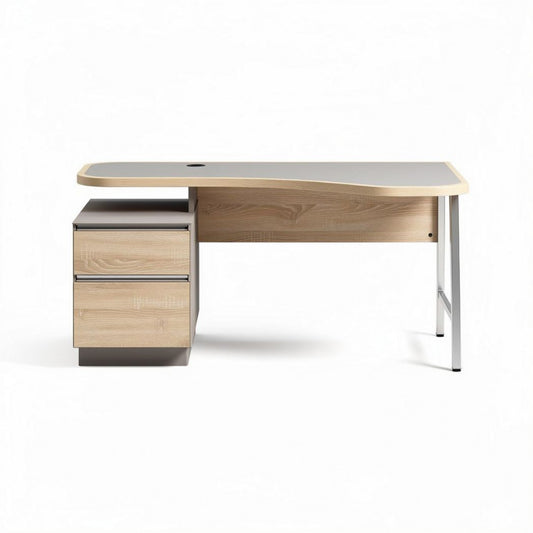 Moderne bureau met eikenhout afwerking en opbergruimte 120 x 60 x 75cm