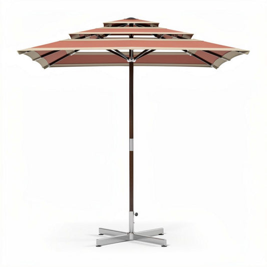 Parasol met stabiele voet en weerbestendig doek in terracotta kleur van 250 x 250 x 250 cm